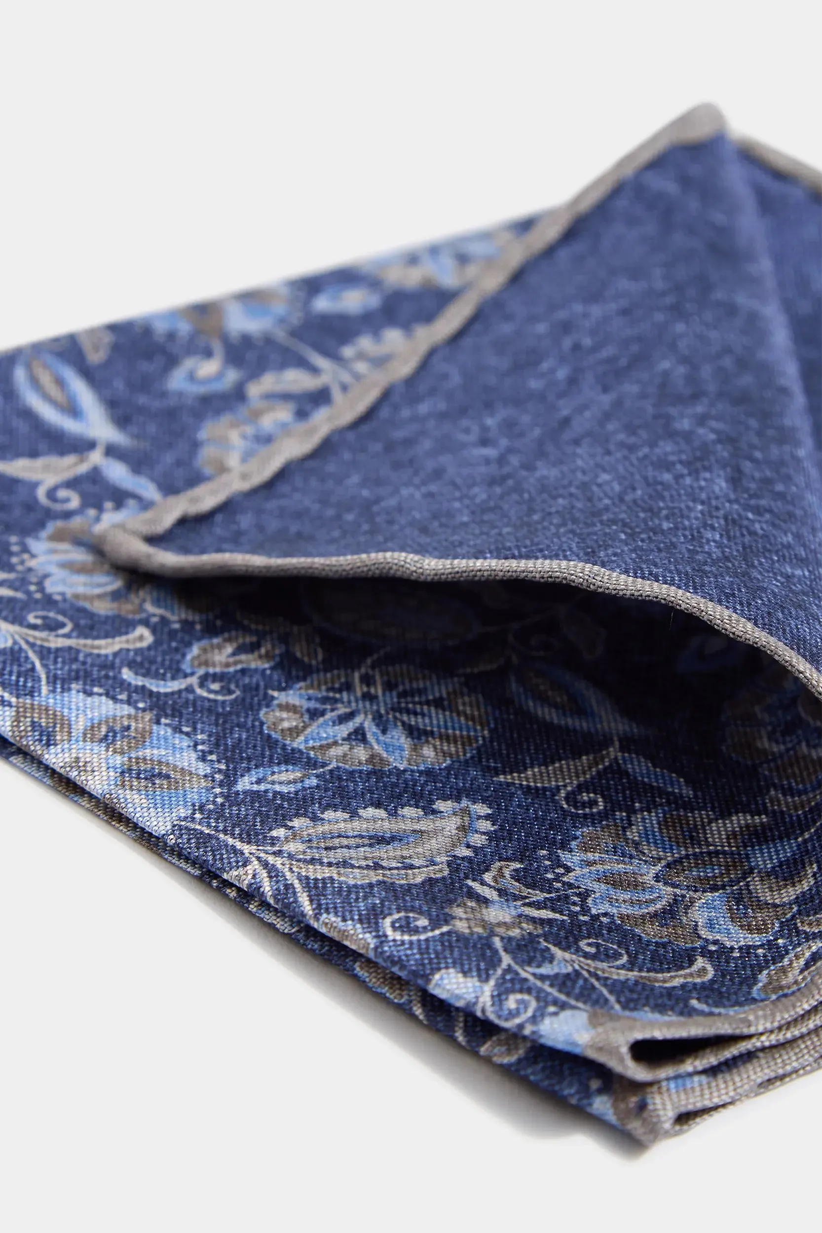 Blue flower fancy pocket square - Made in Italy sold by Pini Parma product image thumbnail 3