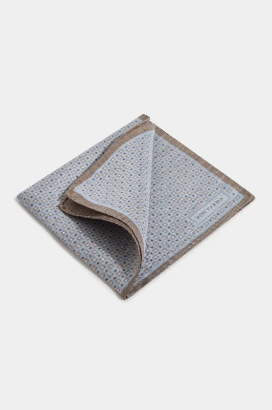Sky grey micro fancy reversible pocket square - Made in Italy sold by Pini Parma