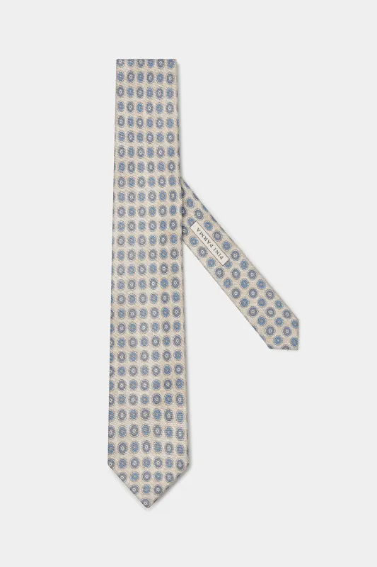 Cream fancy silk tie - Made in Italy sold by Pini Parma