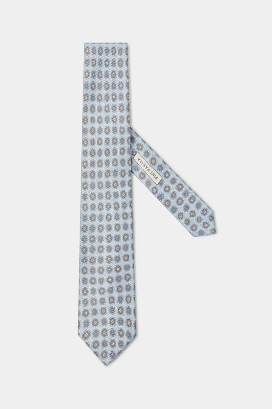 Light blue fancy silk tie - Made in Italy sold by Pini Parma
