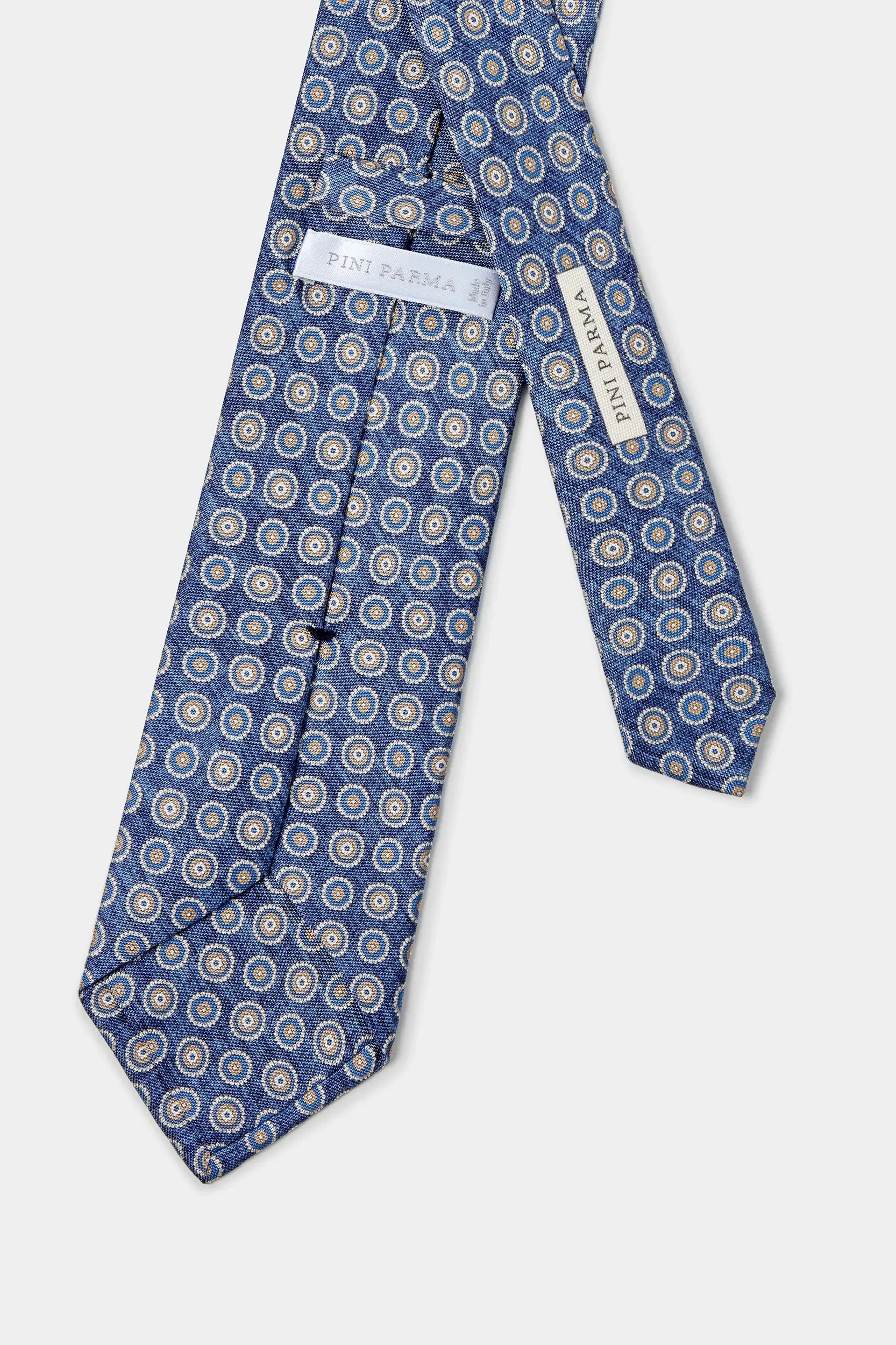 Denim blue fancy silk tie - Made in Italy sold by Pini Parma product image thumbnail 3