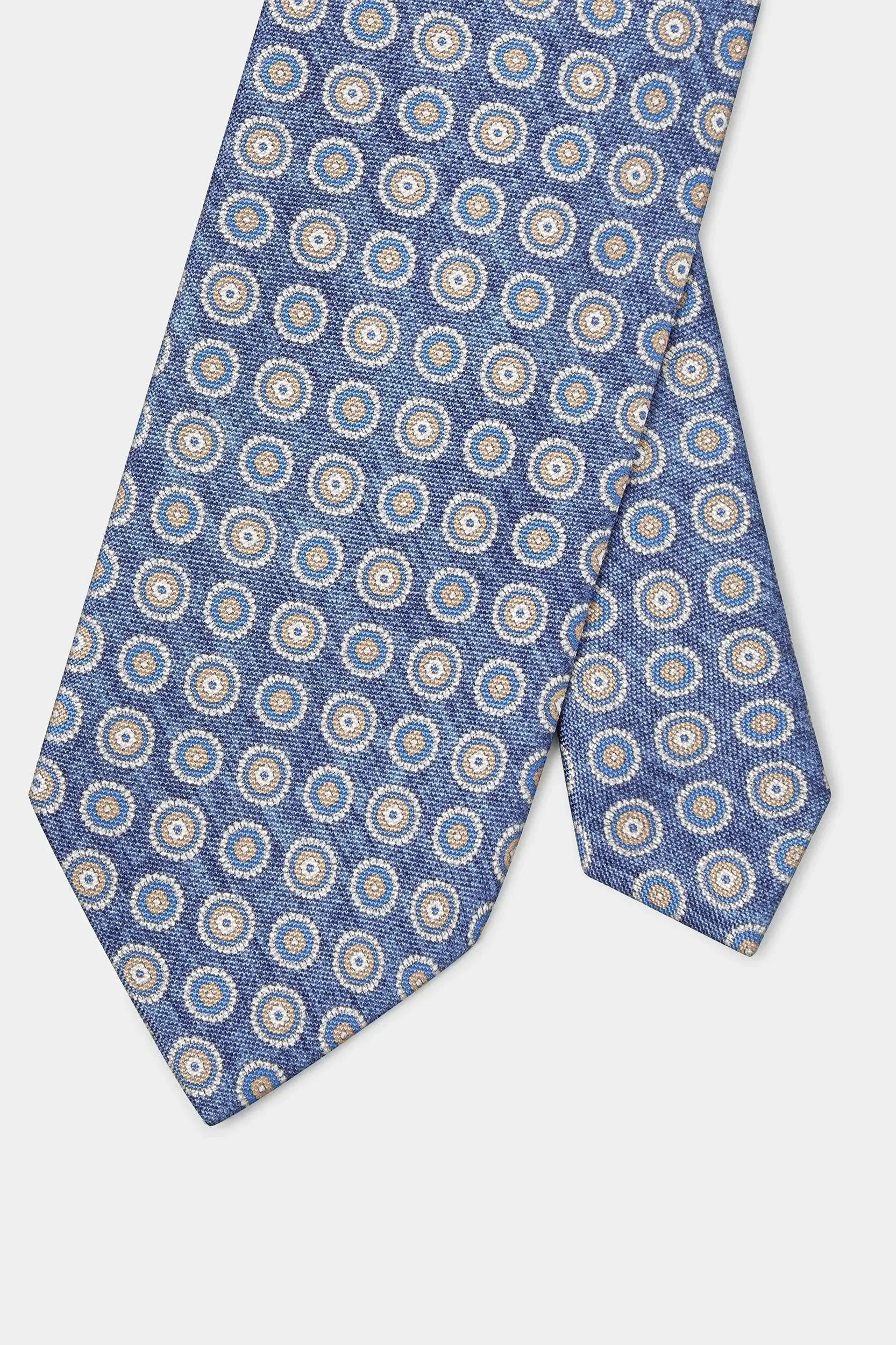 Denim blue fancy silk tie - Made in Italy sold by Pini Parma product image thumbnail 4