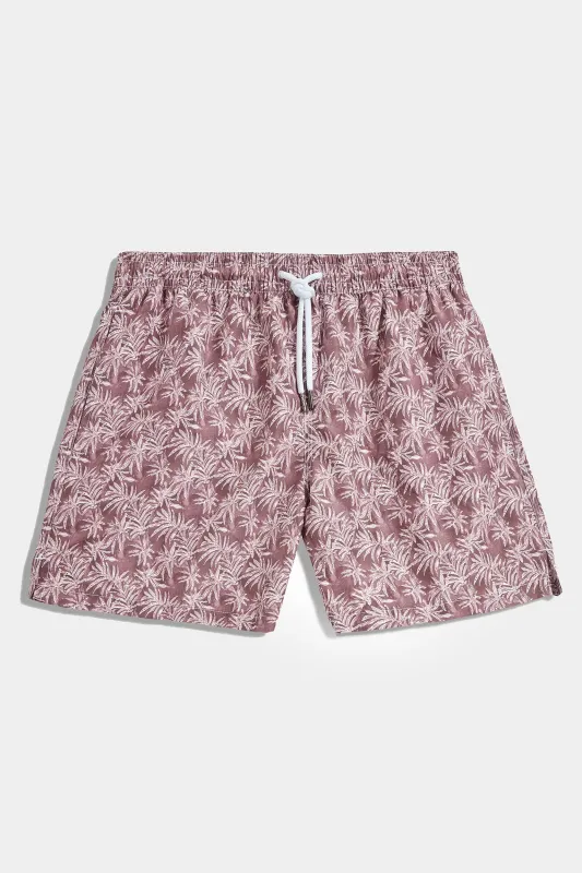 Burgundy palm swimshorts - Made in Italy sold by Pini Parma