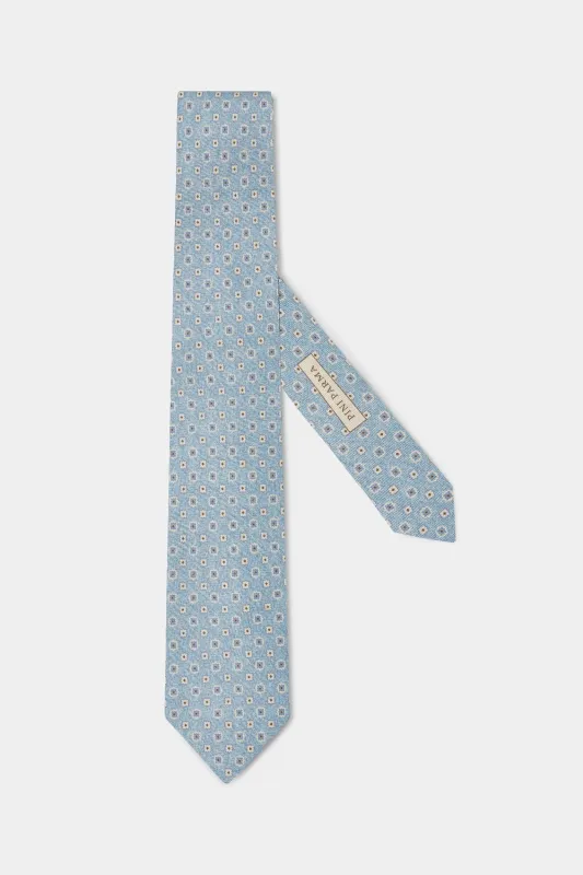 Light blue micro fancy silk tie - Made in Italy sold by Pini Parma