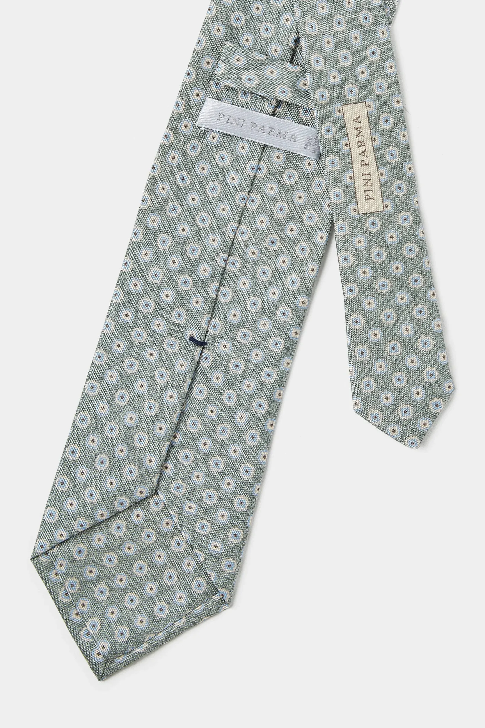 Sage micro fancy silk tie - Made in Italy sold by Pini Parma product image thumbnail 4