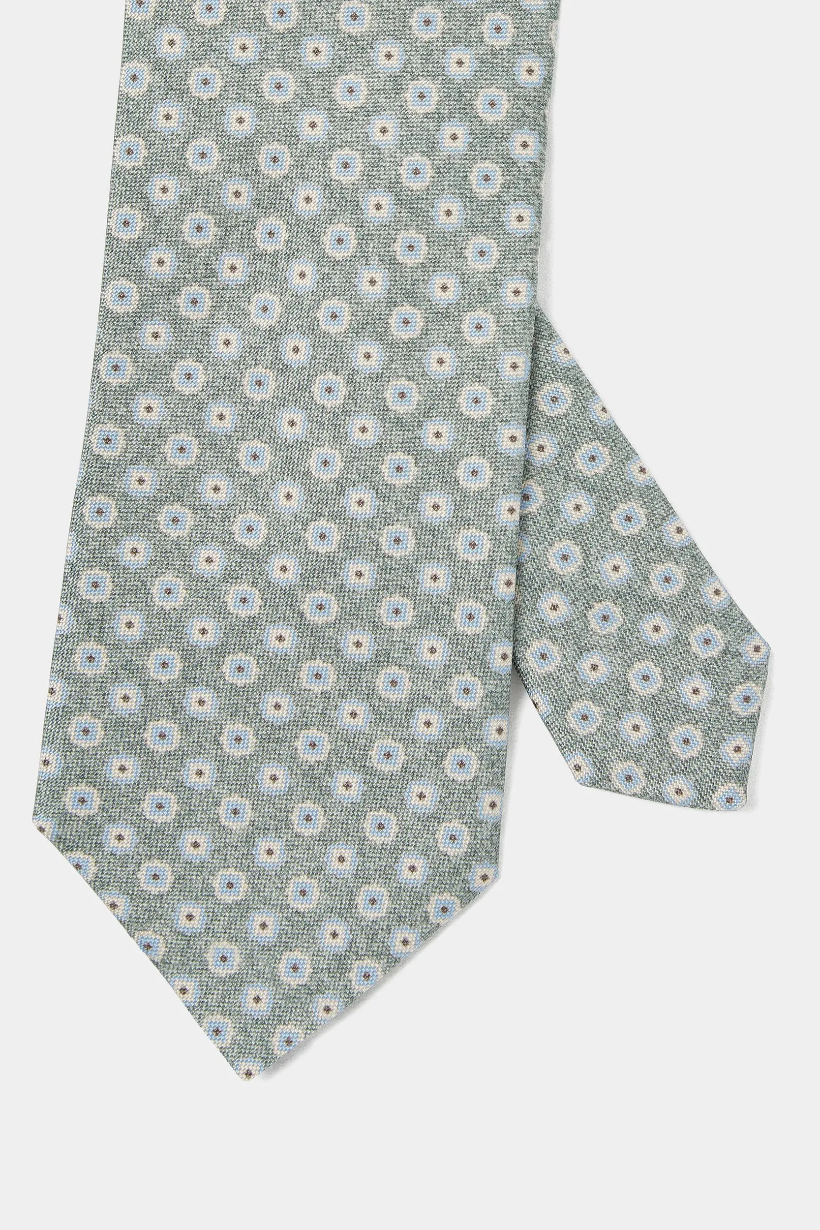 Sage micro fancy silk tie - Made in Italy sold by Pini Parma product image thumbnail 3