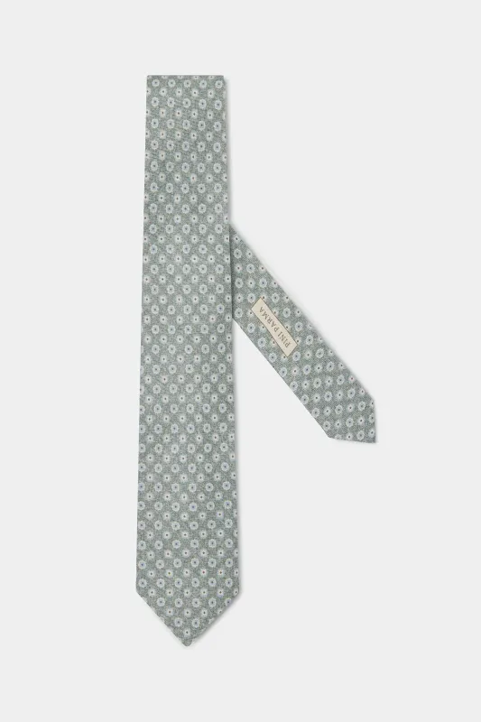 Sage micro fancy silk tie - Made in Italy sold by Pini Parma