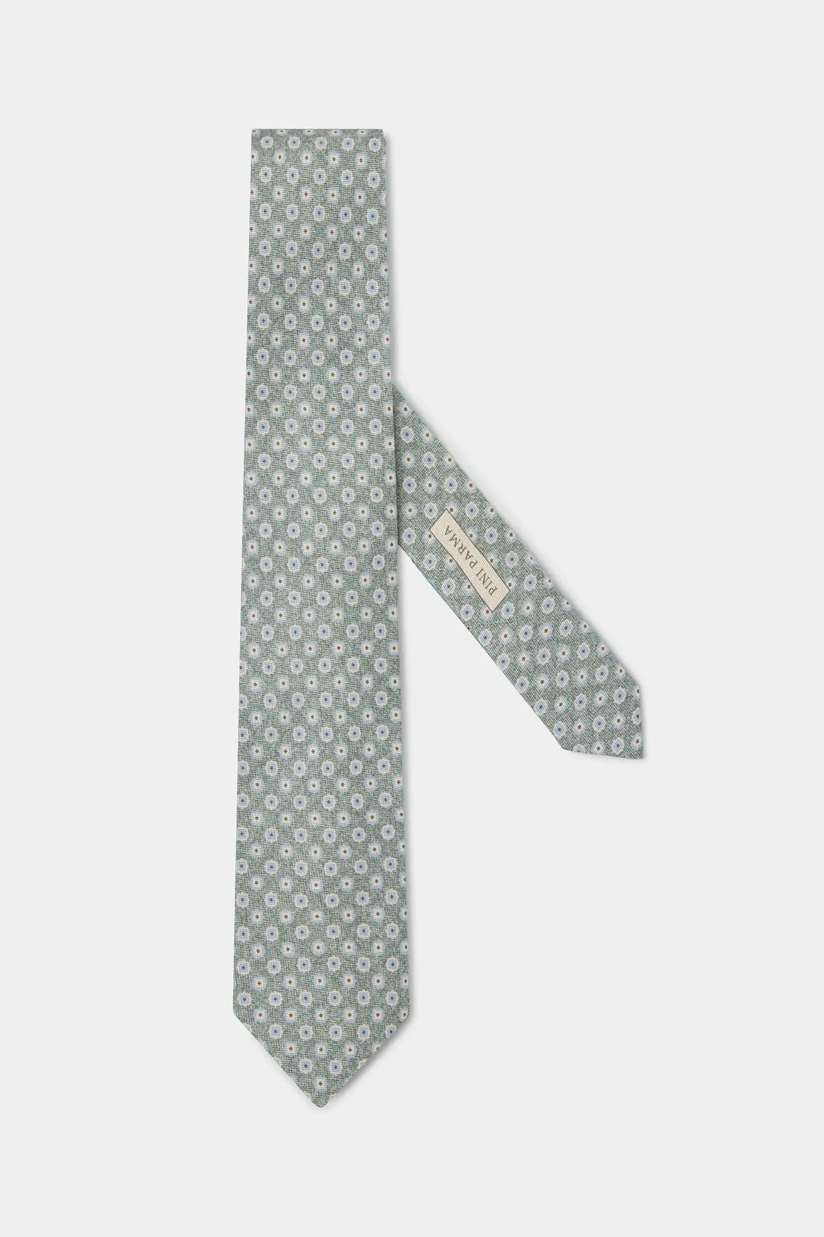 Sage micro fancy silk tie - Made in Italy sold by Pini Parma
