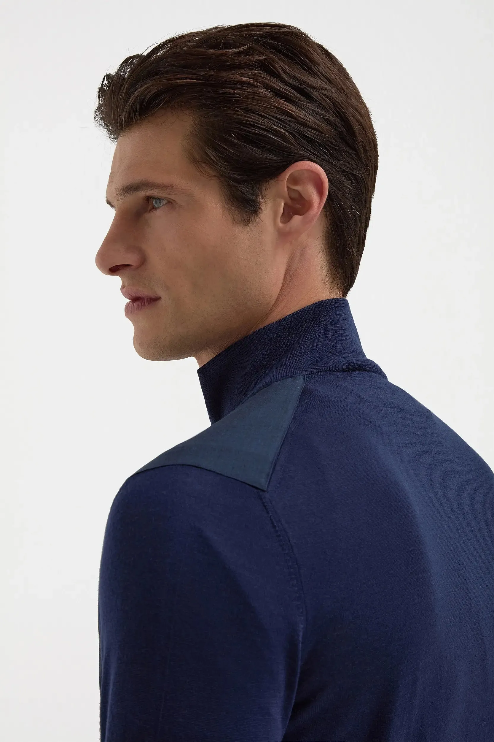 Blue wool & knit bomber - Made in Italy sold by Pini Parma product image thumbnail 2