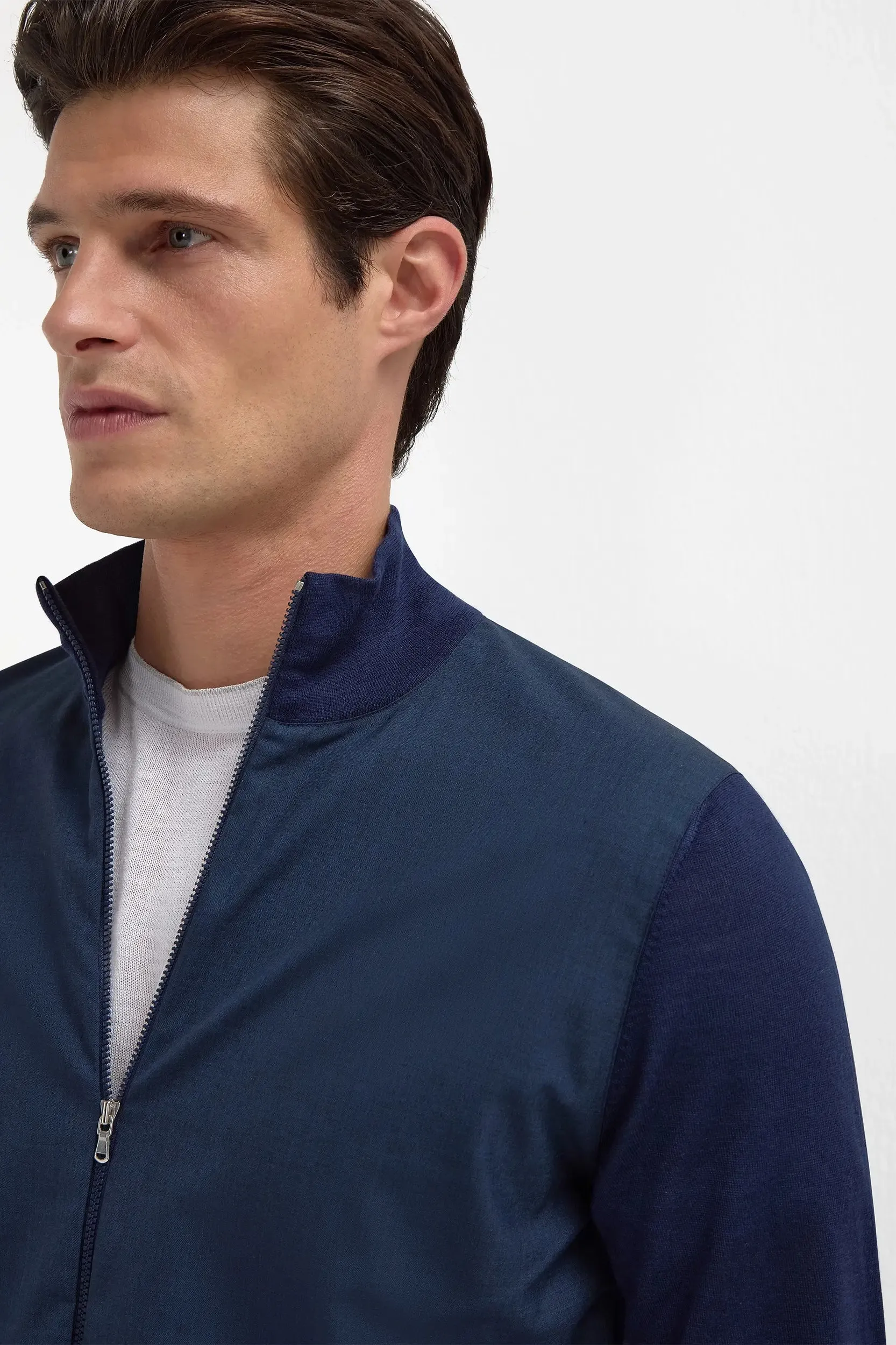 Blue wool & knit bomber - Made in Italy sold by Pini Parma product image thumbnail 5