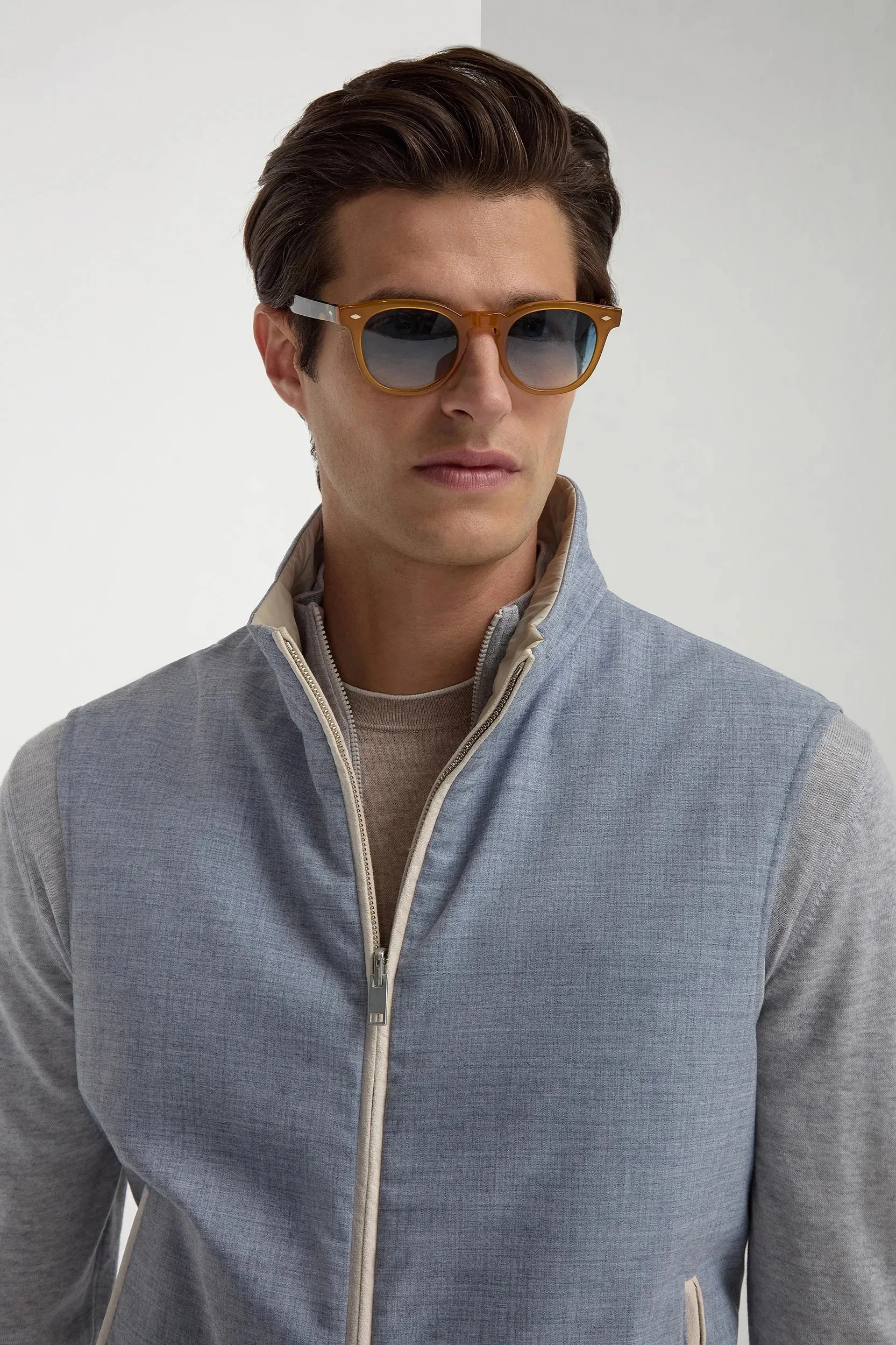 Dusty blue reversible vest - Made in Italy sold by Pini Parma product image thumbnail 5