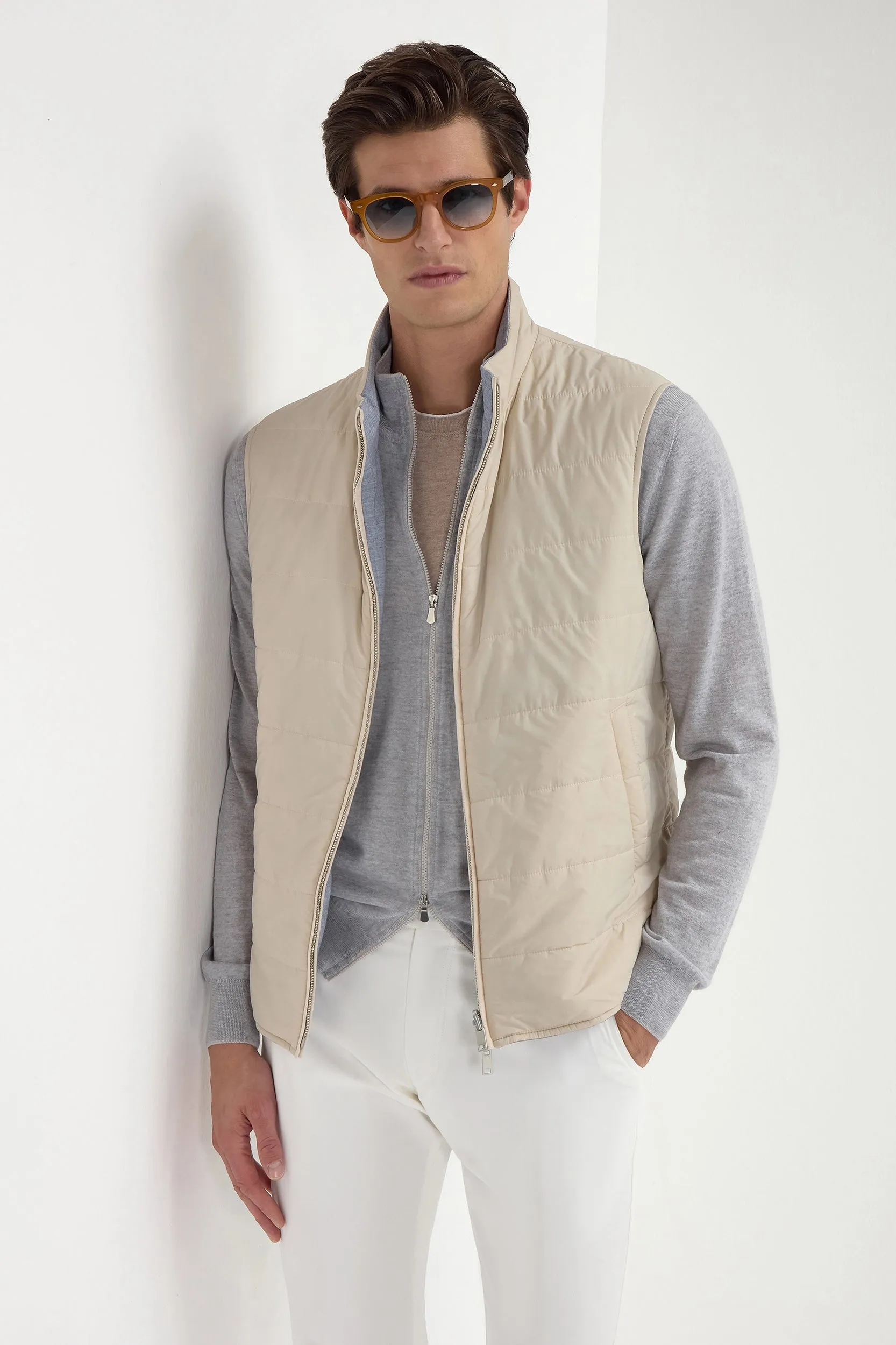 Dusty blue reversible vest - Made in Italy sold by Pini Parma product image thumbnail 2