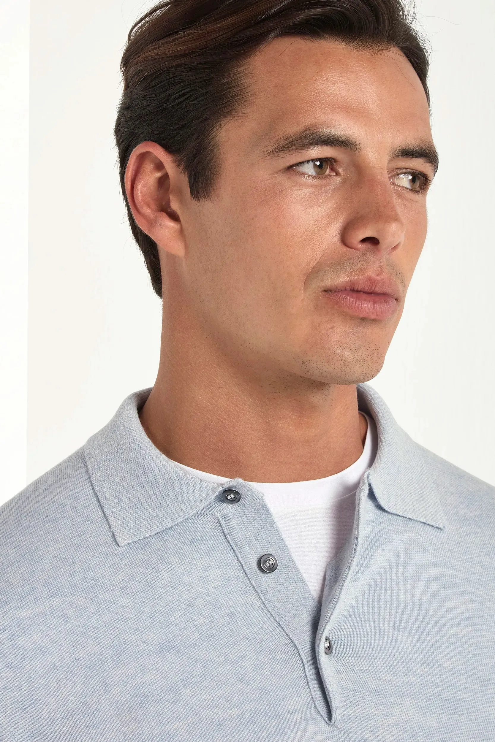 Light blue merino polo - Made in Italy sold by Pini Parma product image thumbnail 3