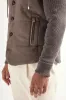 Taupe flannel and knit hooded jacket - Made in Italy sold by Pini Parma