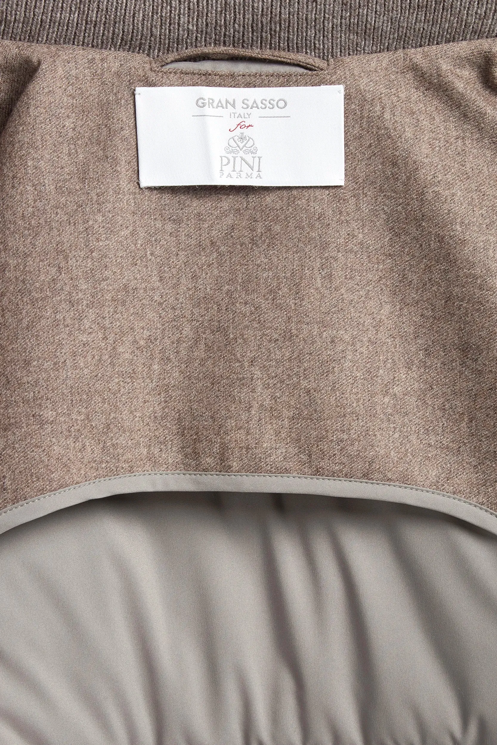 Taupe flannel and knit hooded jacket - Made in Italy sold by Pini Parma product image thumbnail 5