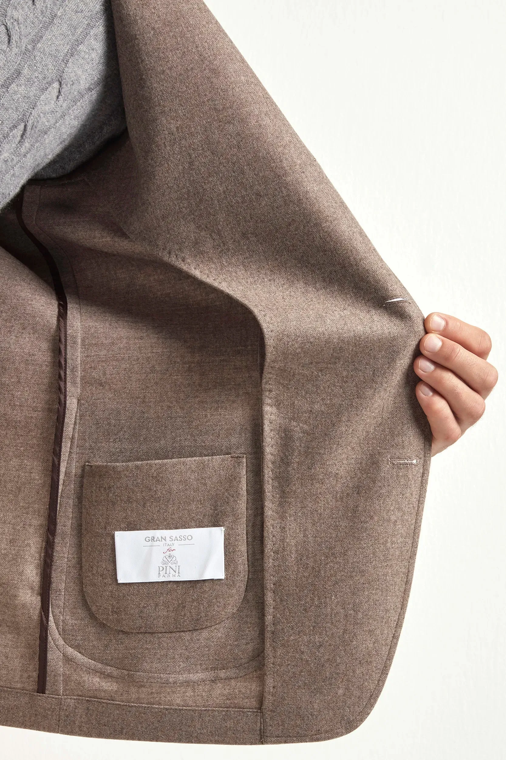 Taupe flannel coreana jacket - Made in Italy sold by Pini Parma product image thumbnail 2