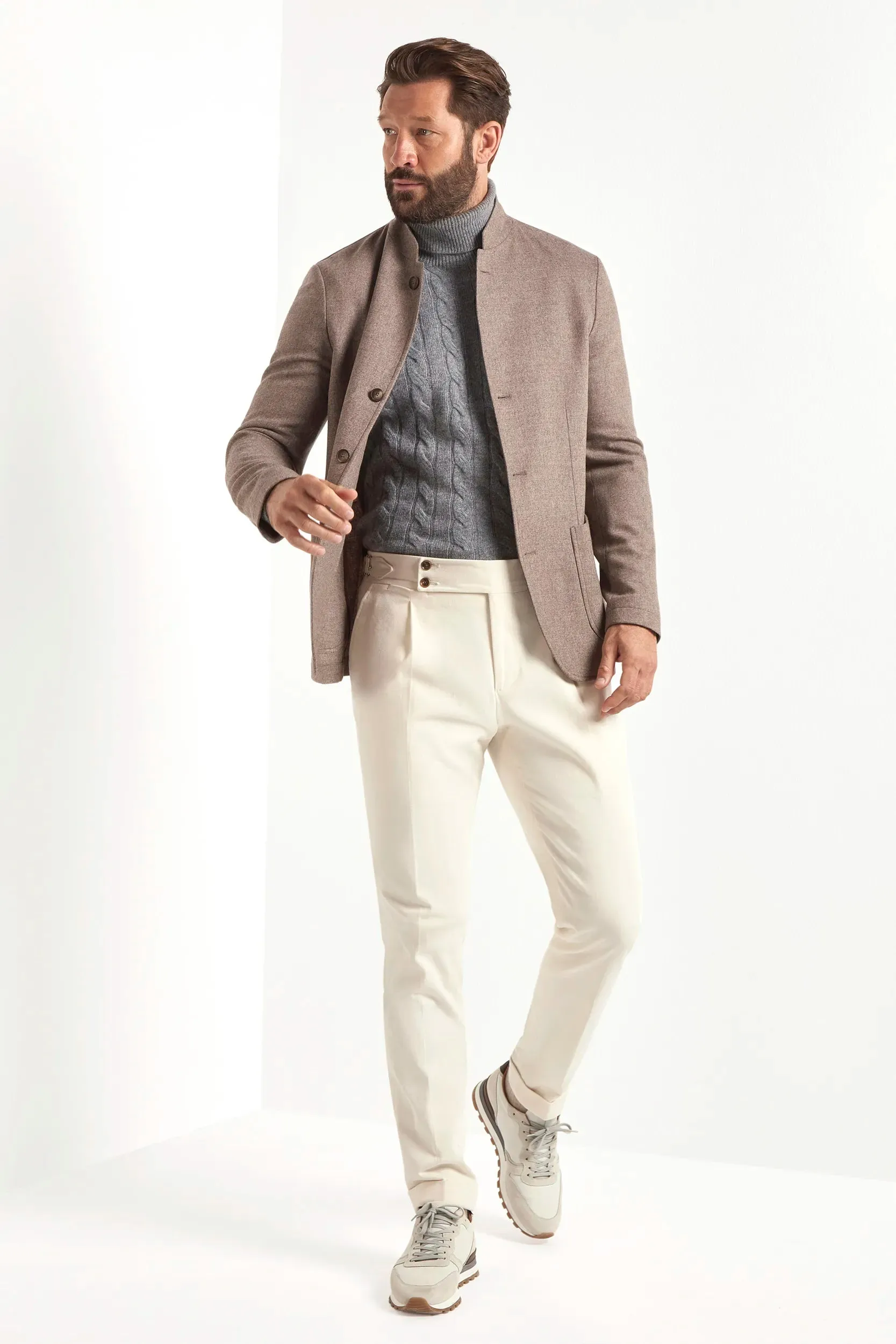 Taupe flannel coreana jacket - Made in Italy sold by Pini Parma product image thumbnail 5