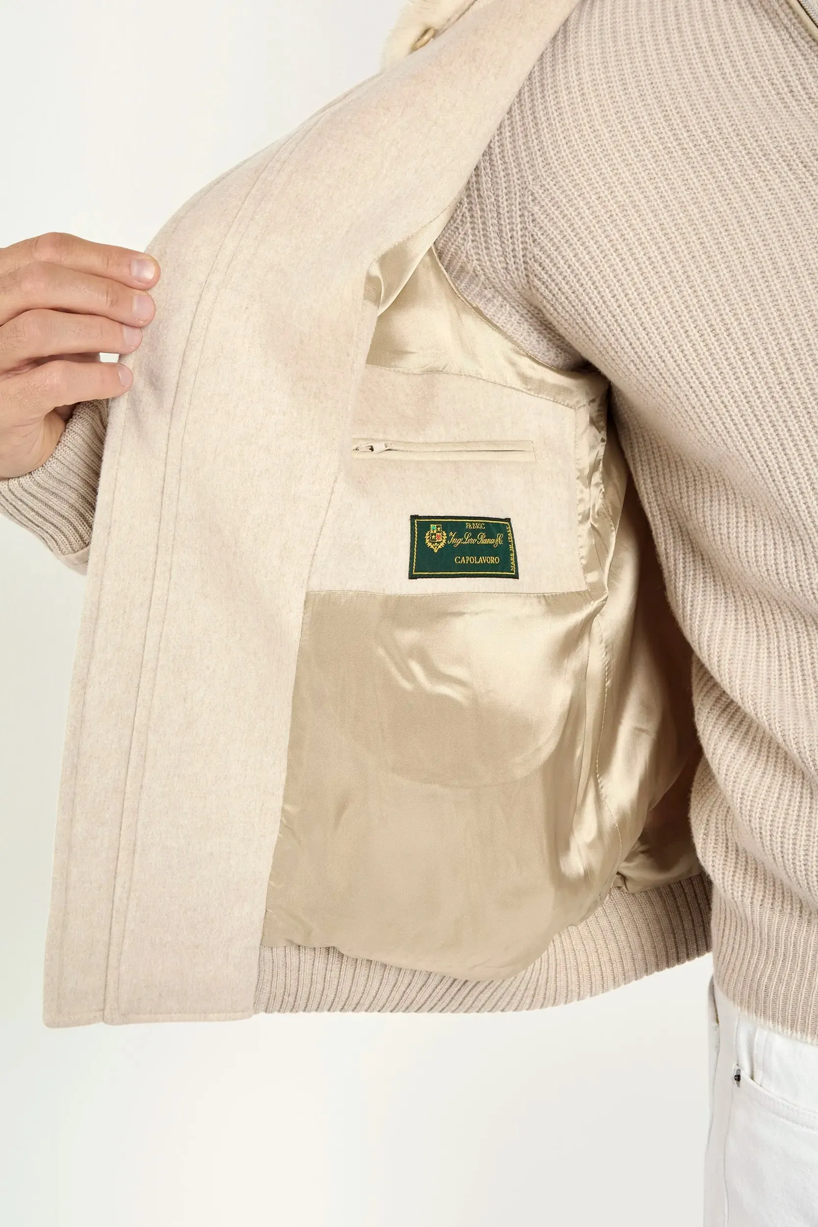 Sand mink collar bomber - Made in Italy sold by Pini Parma product image thumbnail 3