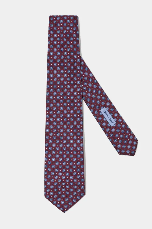 Bordeaux fancy silk tie - Made in Italy sold by Pini Parma