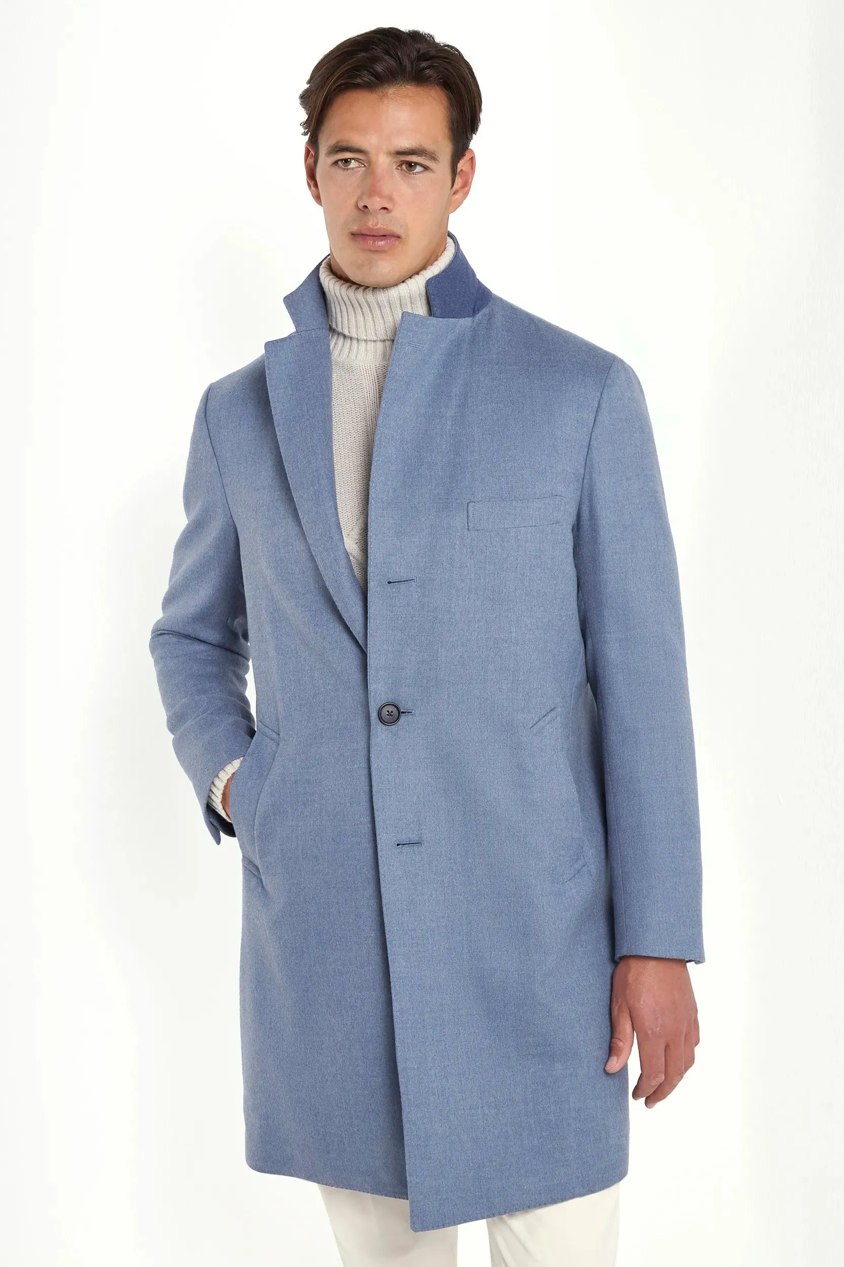 Dusty blue overcoat - Made in Italy sold by Pini Parma product image thumbnail 5