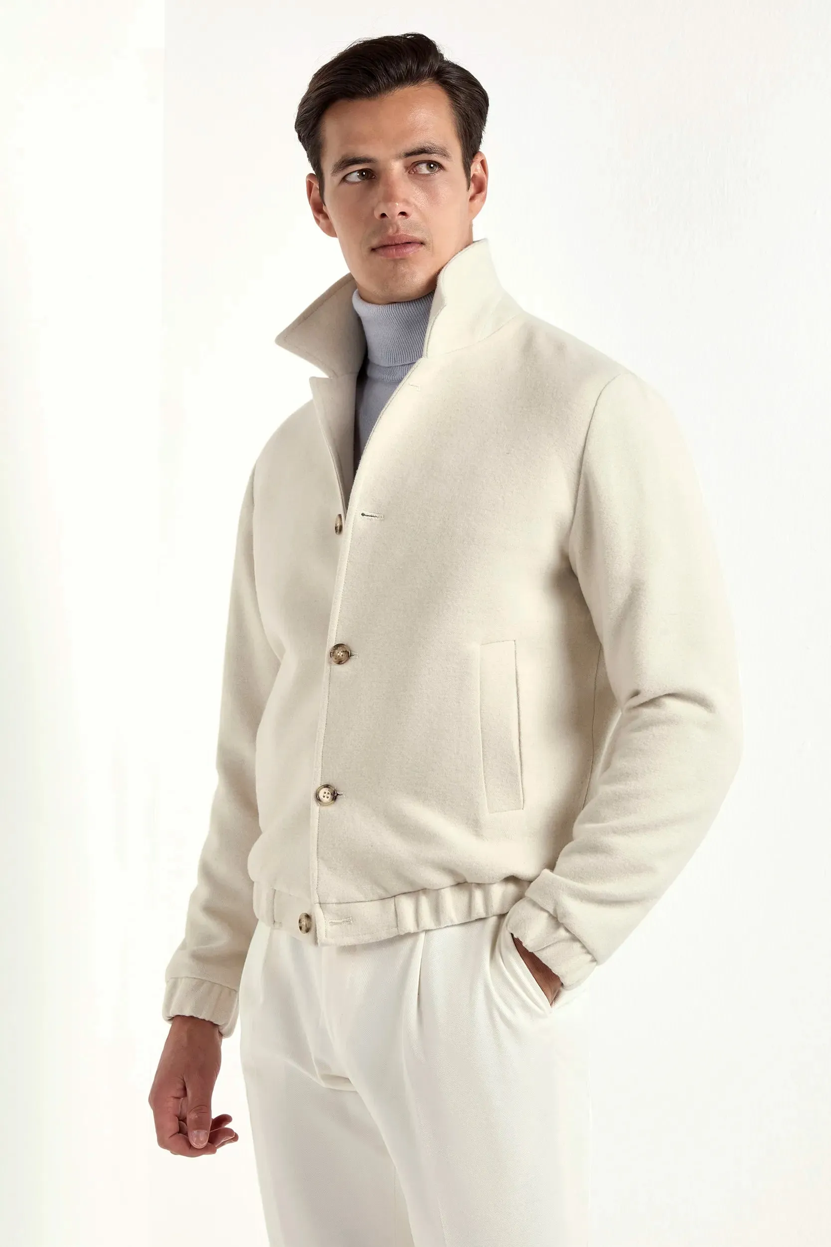 Off-white bomber jacket - Made in Italy sold by Pini Parma