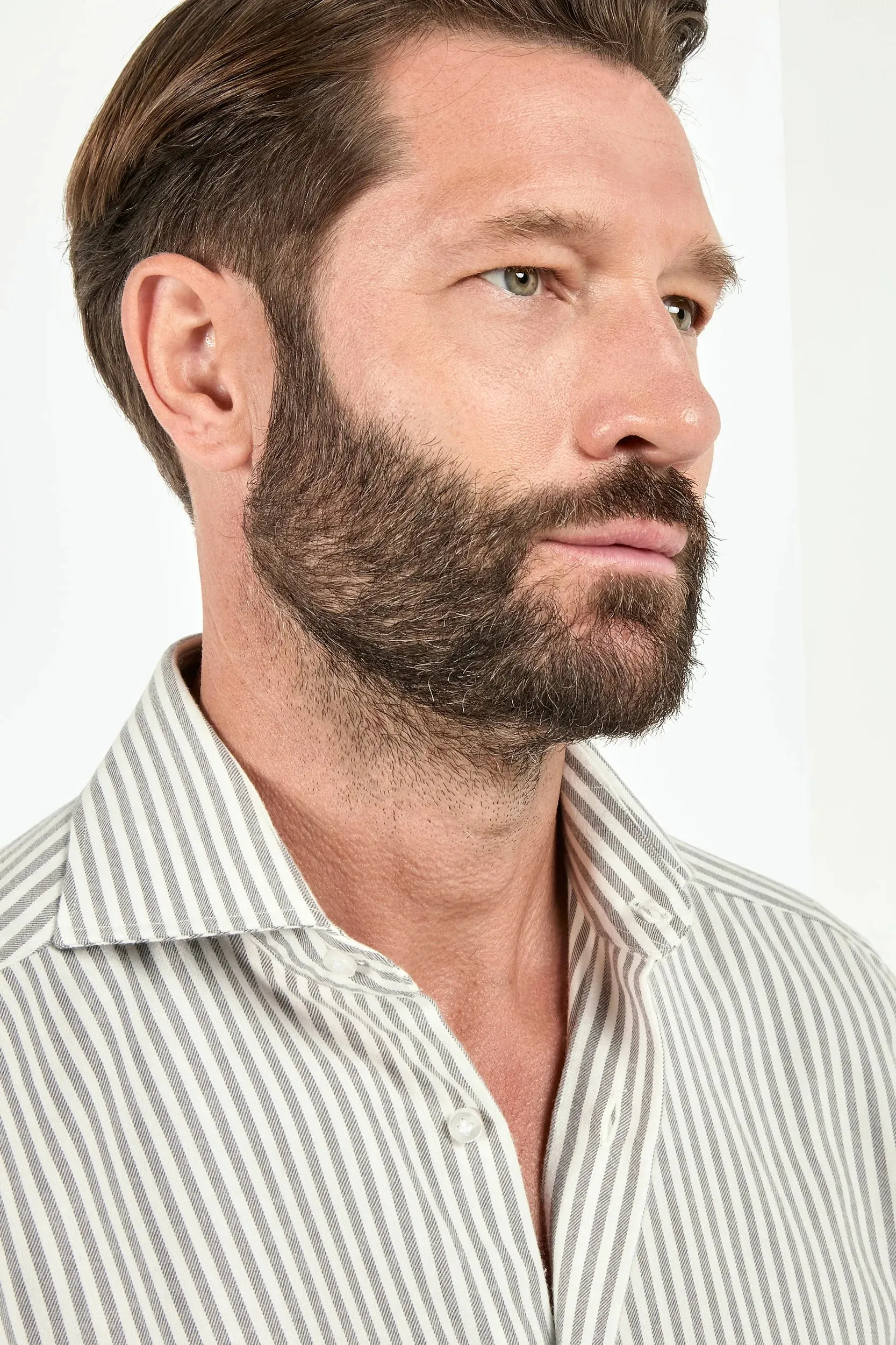 Grey striped cotton and cashmere shirt - Made in Italy sold by Pini Parma product image thumbnail 2