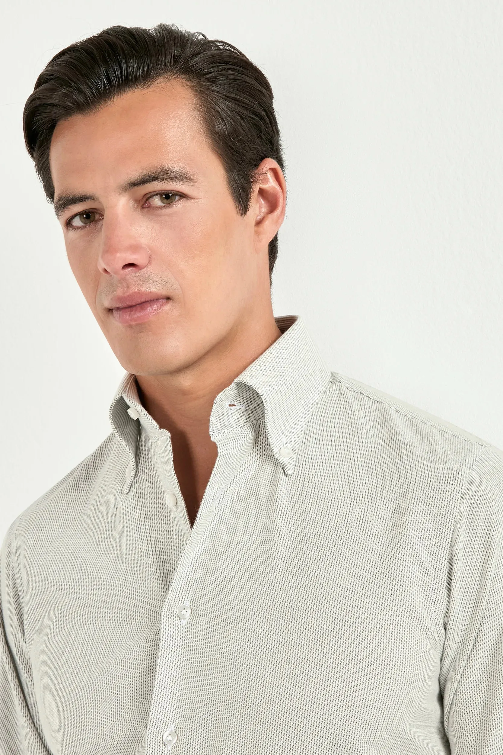 Grey striped brushed cotton button down shirt - Made In Italy sold by Pini Parma product image thumbnail 3