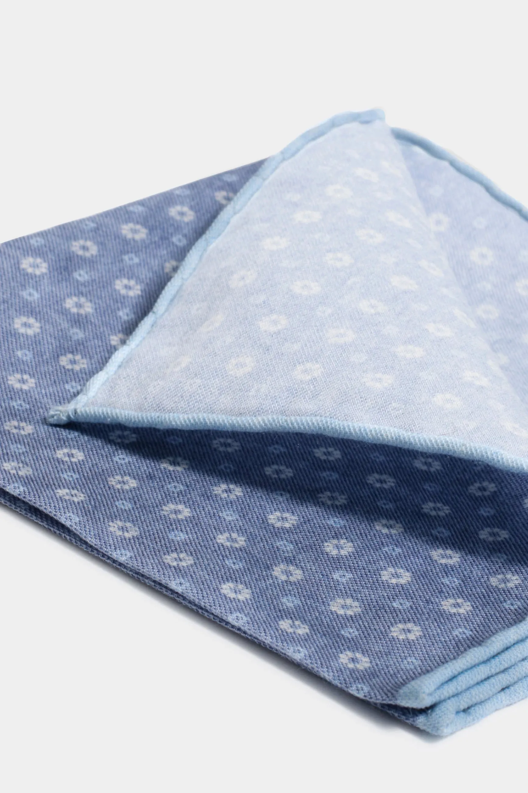 Denim blue fancy pocket square - Made in Italy sold by Pini Parma product image thumbnail 2