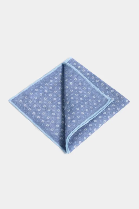 Denim blue fancy pocket square - Made in Italy sold by Pini Parma