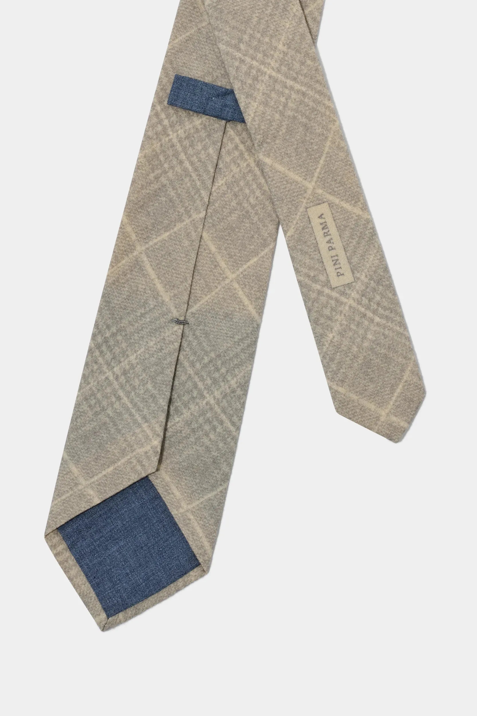 Taupe Prince of wales tie - Made in Italy sold by Pini Parma product image thumbnail 3