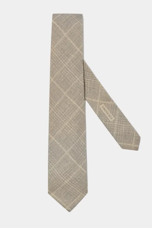 Taupe Prince of wales tie - Made in Italy sold by Pini Parma