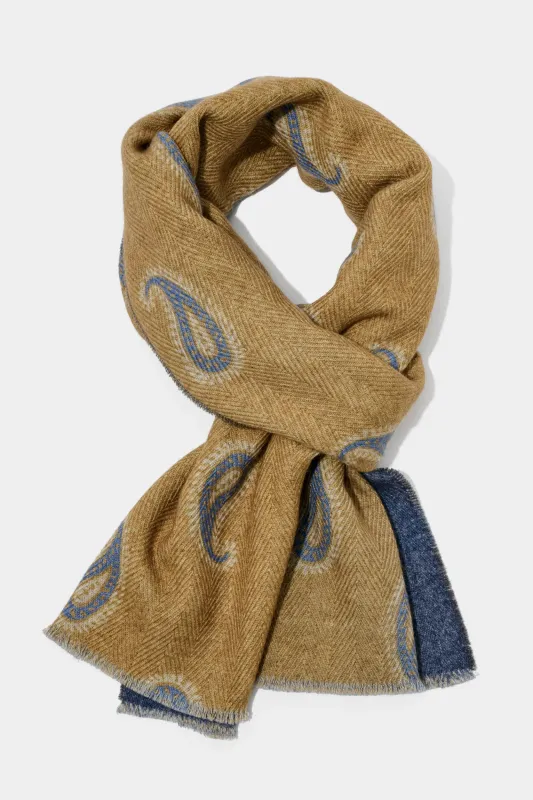Taupe paisley scarf - Made in Italy sold by Pini Parma