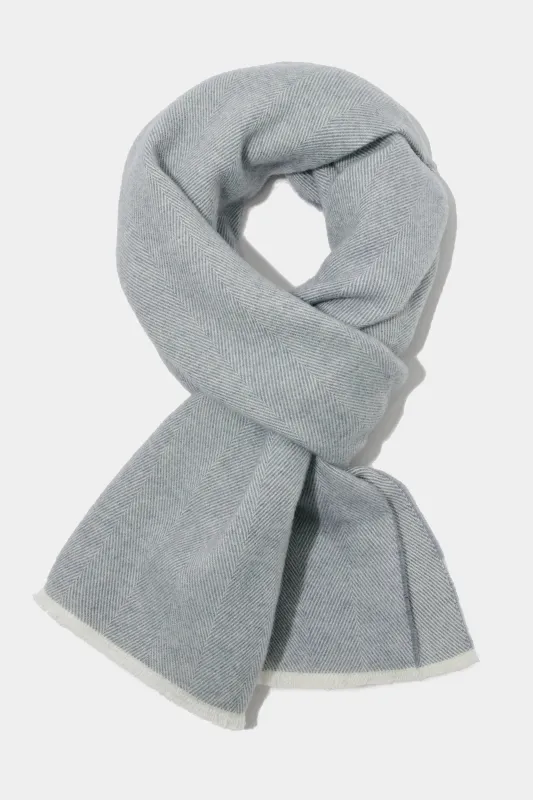 Light grey herringbone scarf - Made in Italy sold by Pini Parma