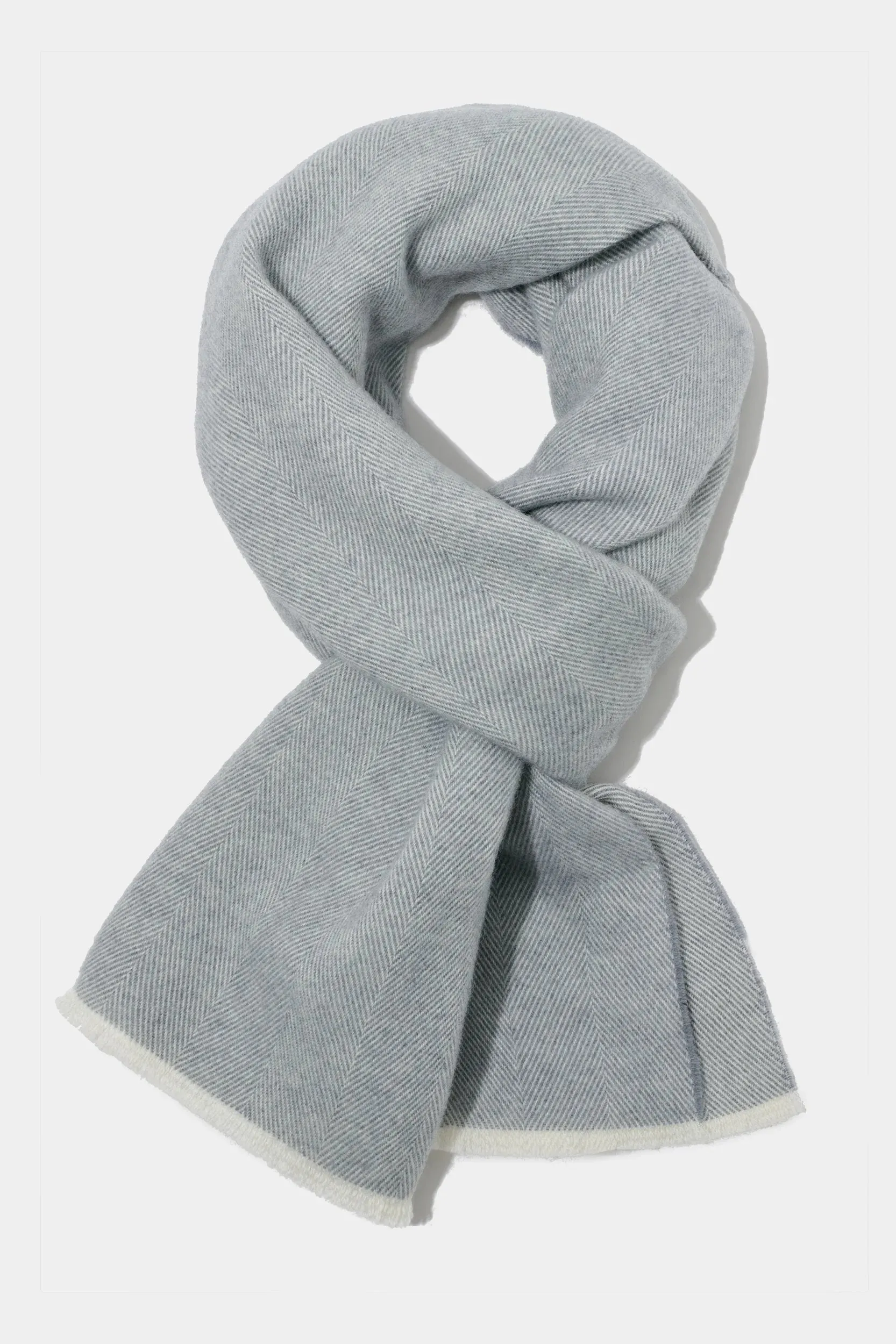 Light grey herringbone scarf - Made in Italy sold by Pini Parma