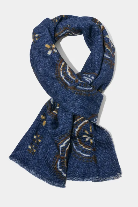 Blue patterned scarf - Made in Italy sold by Pini Parma