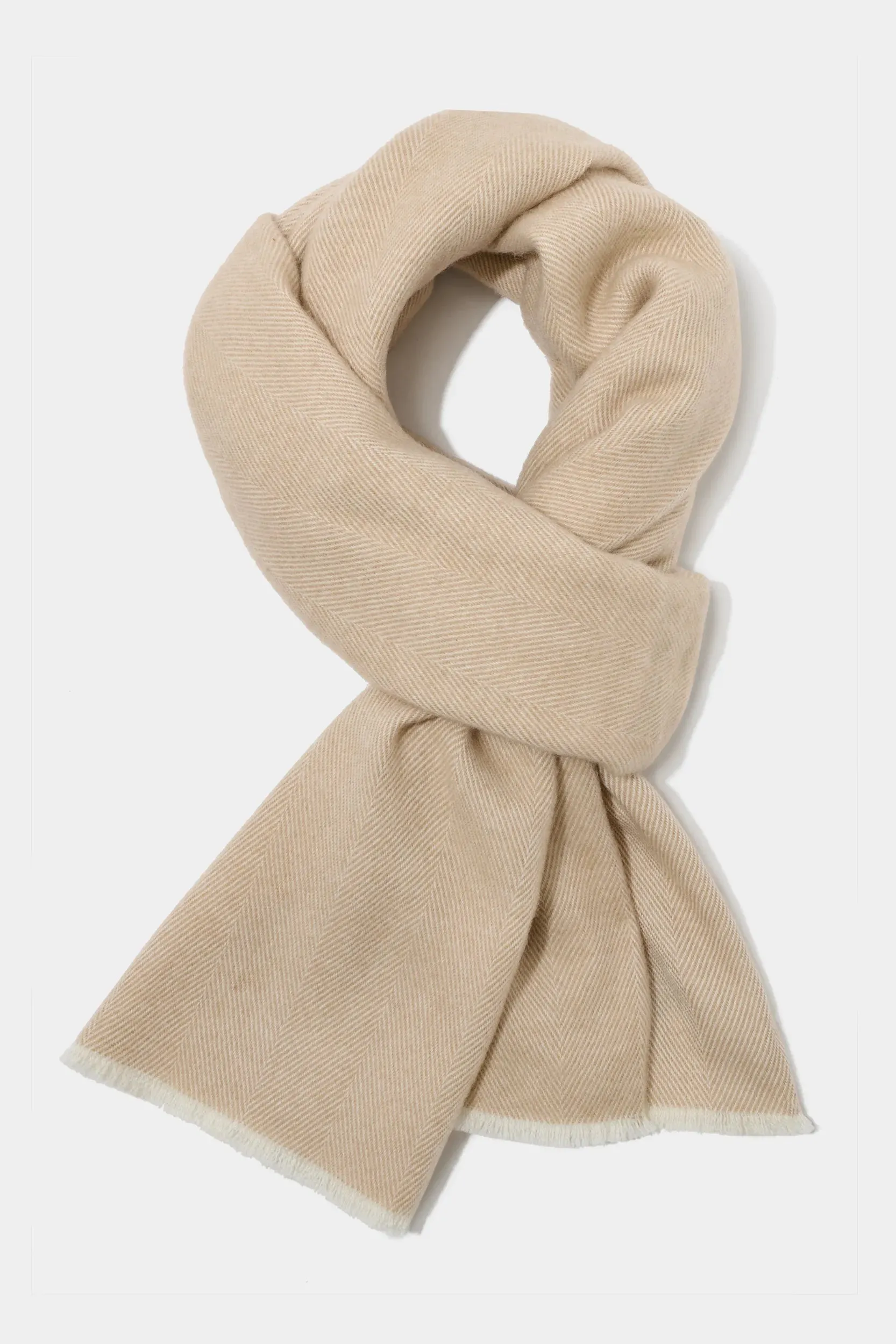 Beige herringbone scarf - Made in Italy sold by Pini Parma