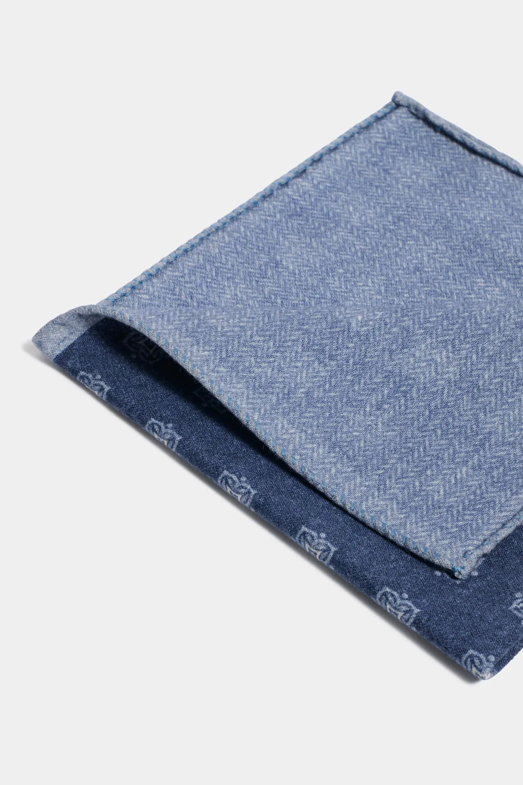 Navy blue fancy pocket square - Made in Italy sold by Pini Parma product image thumbnail 3