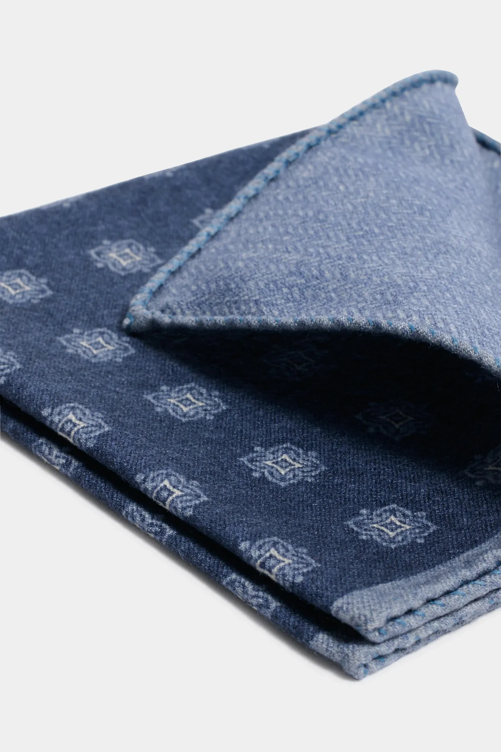 Navy blue fancy pocket square - Made in Italy sold by Pini Parma product image thumbnail 2