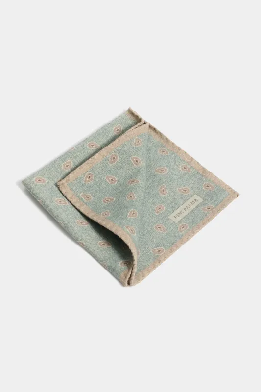 Green paisley pocket square - Made in Italy sold by Pini Parma