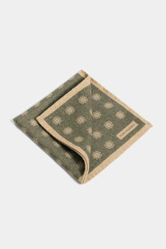 Green fancy pocket square - Made in Italy sold by Pini Parma