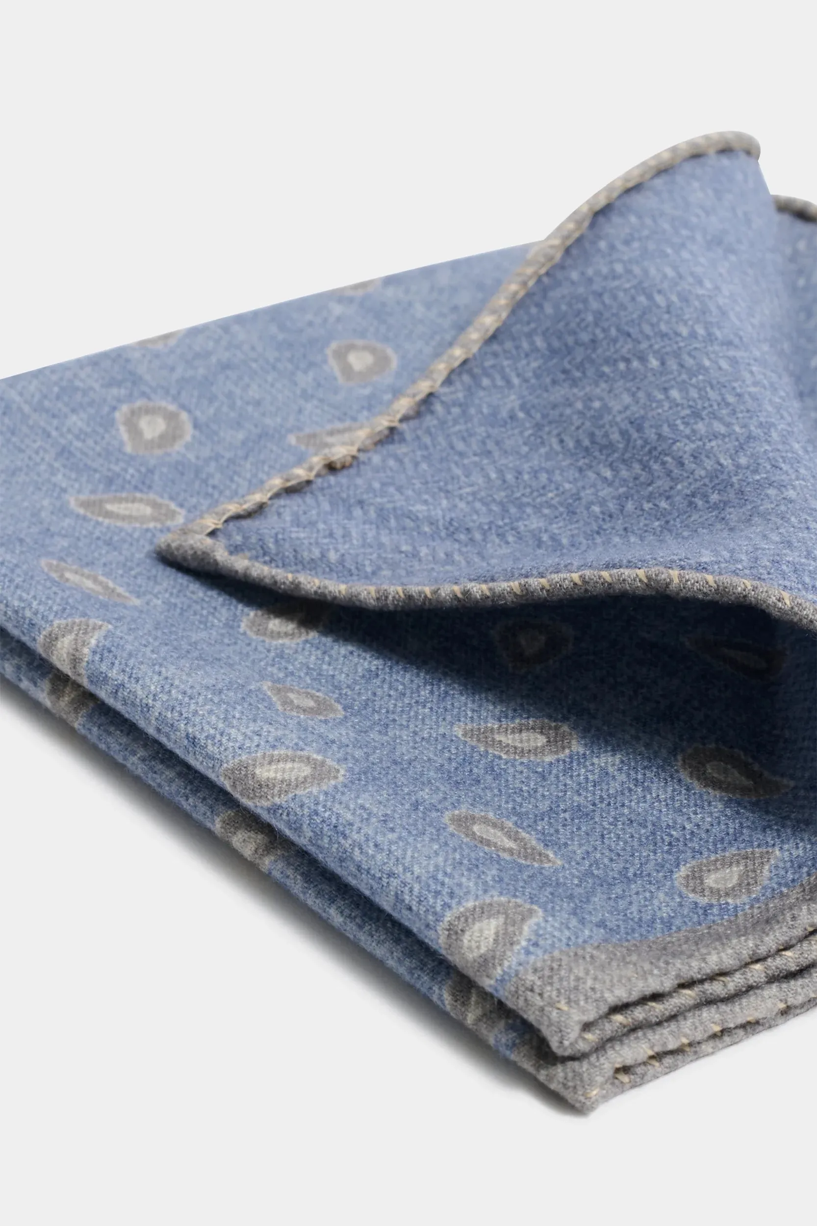 Avio blue paisley pocket square - Made in Italy sold by Pini Parma product image thumbnail 2