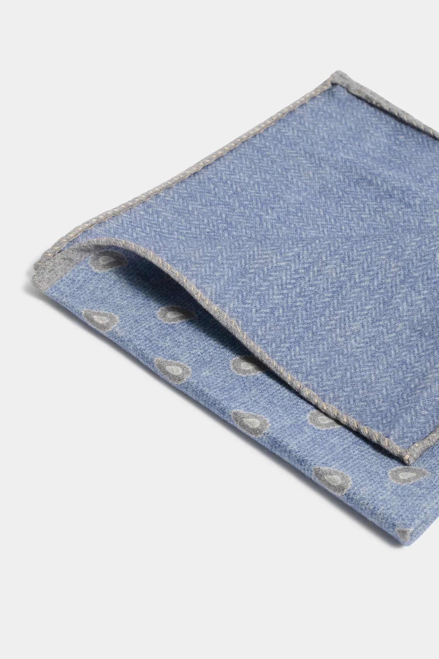 Avio blue paisley pocket square - Made in Italy sold by Pini Parma product image thumbnail 3