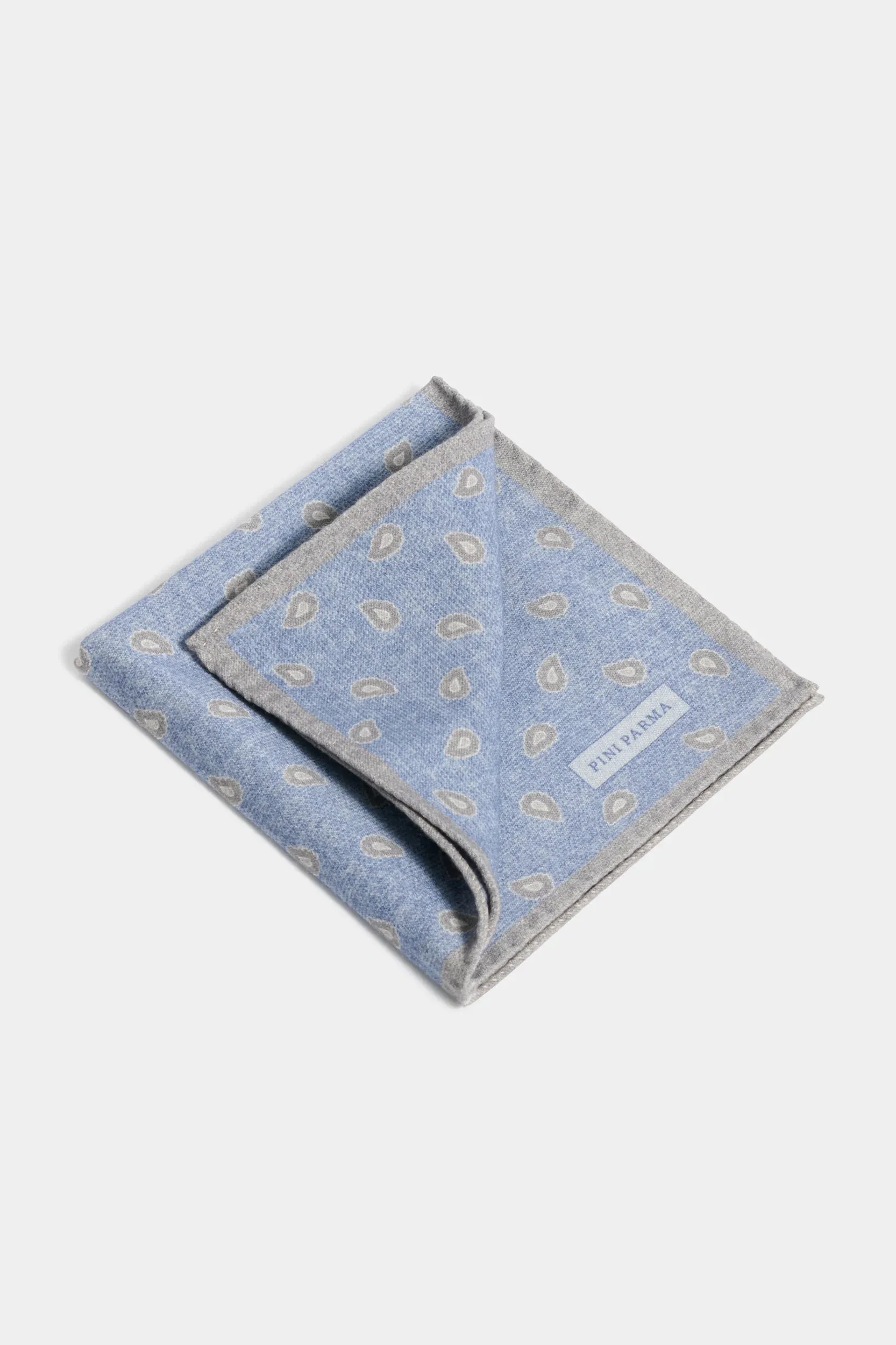Avio blue paisley pocket square - Made in Italy sold by Pini Parma