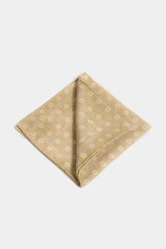 Taupe fancy pocket square - Made in Italy sold by Pini Parma