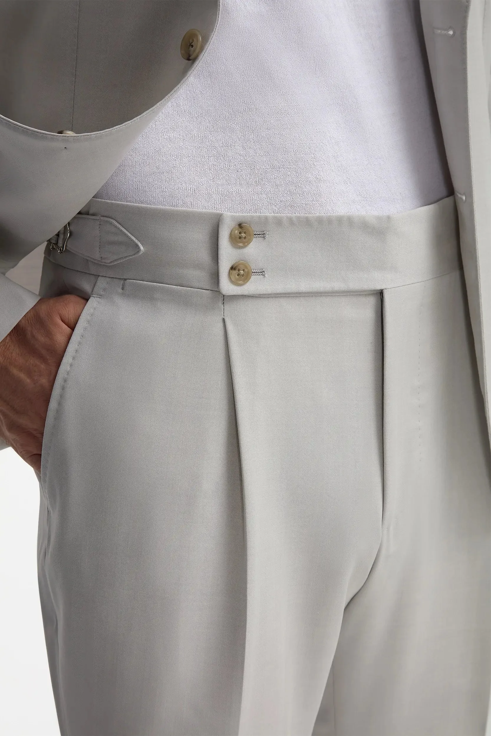 Stone herringbone suit - Made in Italy sold by Pini Parma product image thumbnail 2