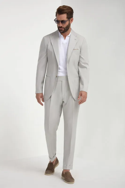 Stone herringbone suit - Made in Italy sold by Pini Parma