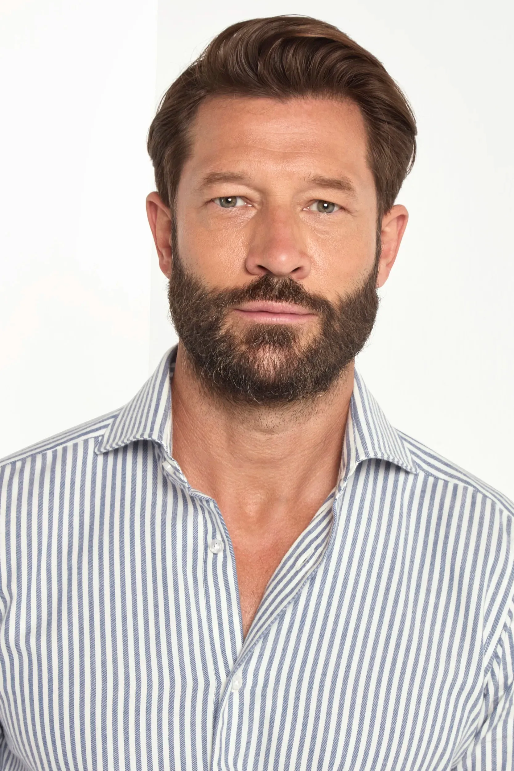 Blue striped cotton and cashmere shirt - Made in Italy sold by Pini Parma product image thumbnail 2