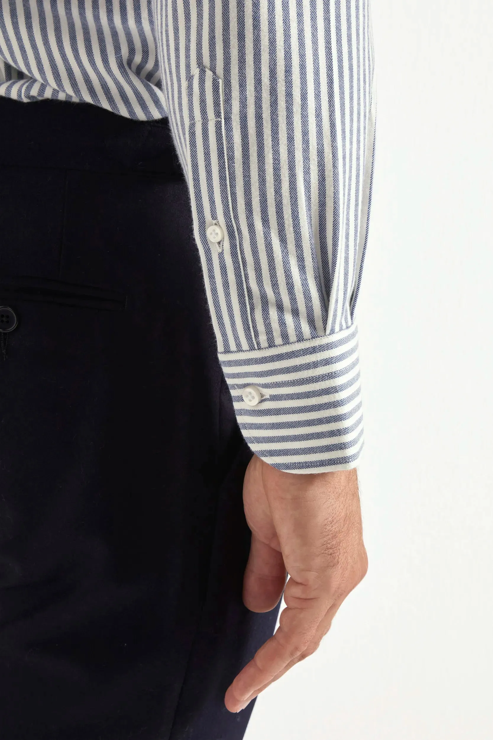 Blue striped cotton and cashmere shirt - Made in Italy sold by Pini Parma product image thumbnail 3