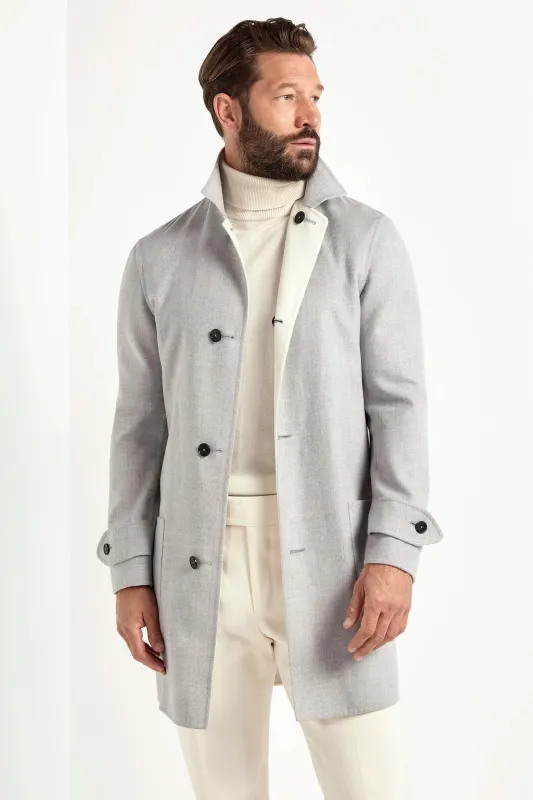 Light grey and white reversible coat - Made in Italy sold by Pini Parma