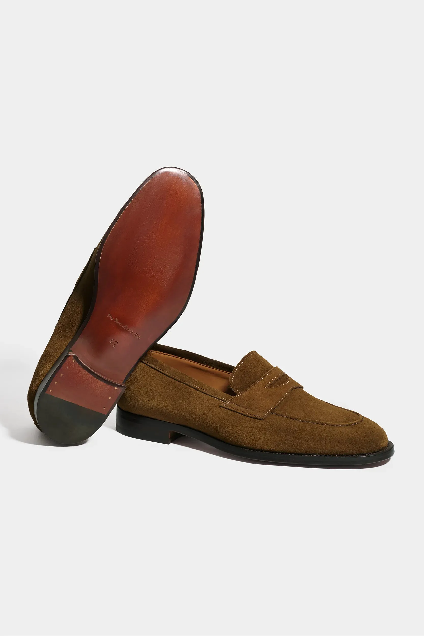 Cognac suede penny loafers - Made in Italy sold by Pini Parma product image thumbnail 3